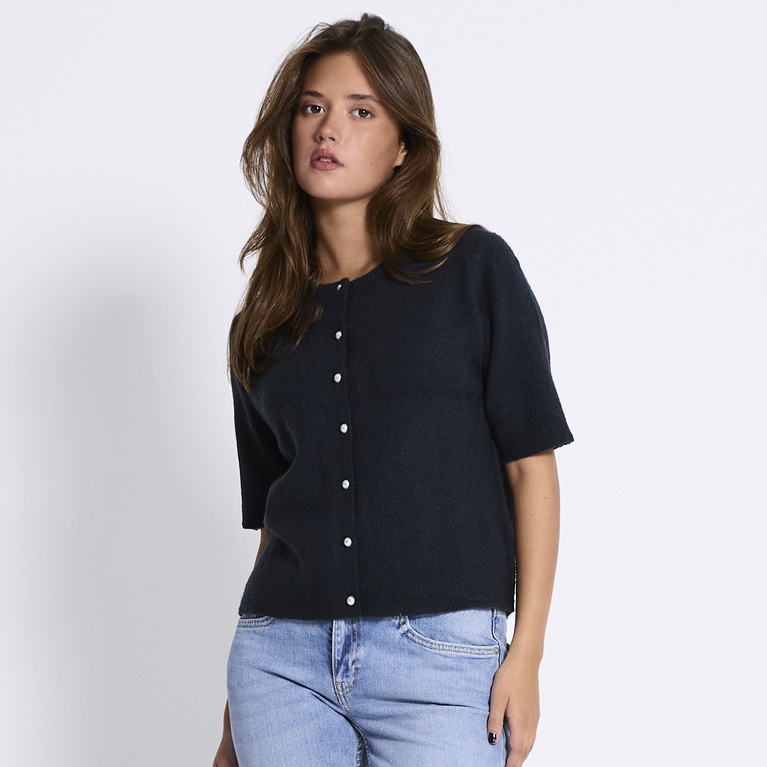 Basic knit short sleeve cardigan "Melina"